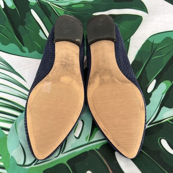 Anne Klein suede, navy snake flats - Picture 7 of 10